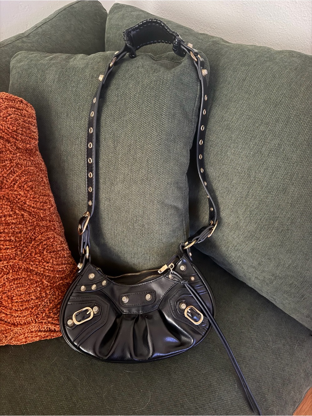 Black Leather Shoulder Bag - Women